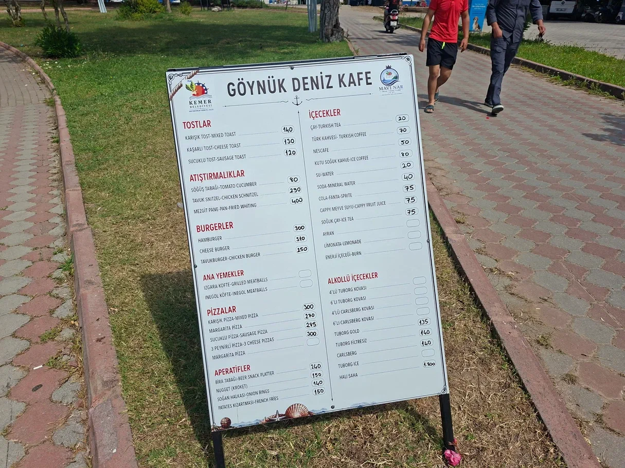Цены в Турции (кафе в Гёйнюке)